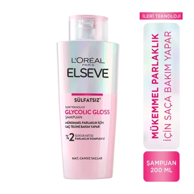 L'Oreal Paris Elseve Glycolic Gloss Mükemmel Parlaklık için Bakım Yapan Şampuan 200 ml