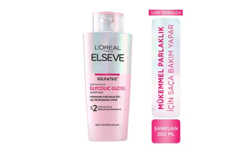 L'Oreal Paris Elseve Glycolic Gloss Mükemmel Parlaklık için Bakım Yapan Şampuan 200 ml
